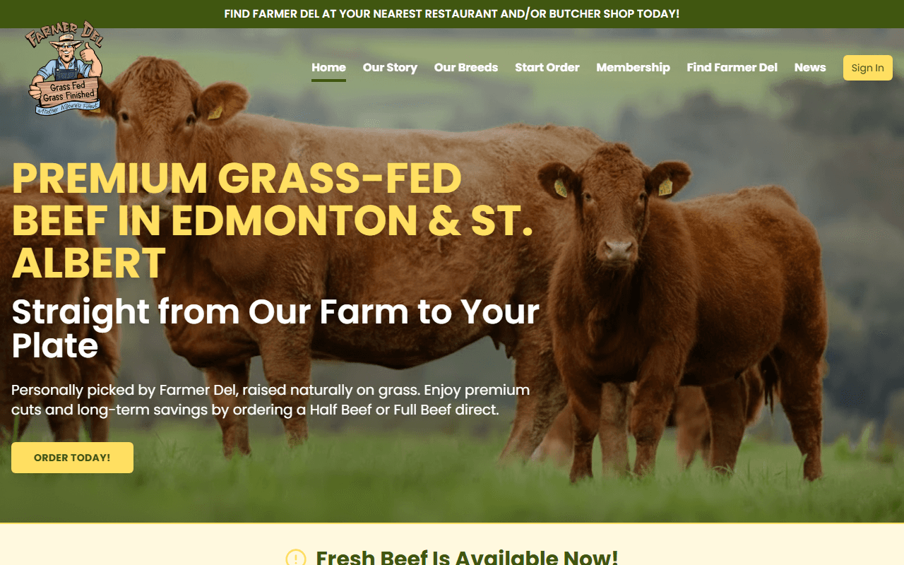 The Farmer Del website, built by POM AI