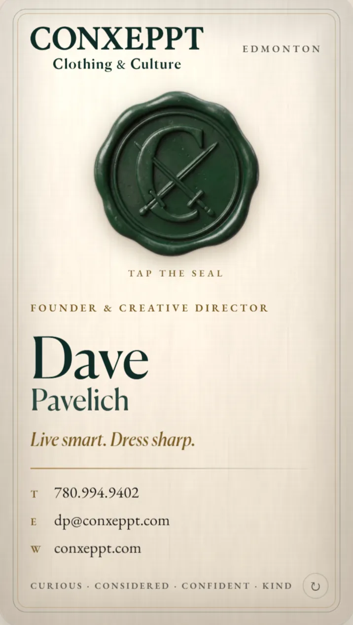 Dave's card in The Seal style: a wax seal to tap, on cream card stock