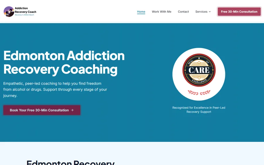 Addiction Recovery Coach website