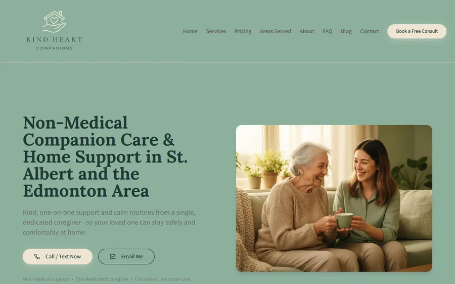 Kind Heart Companions website
