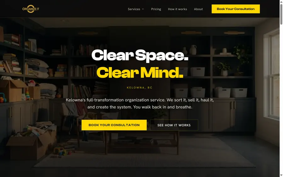 Organize It home page