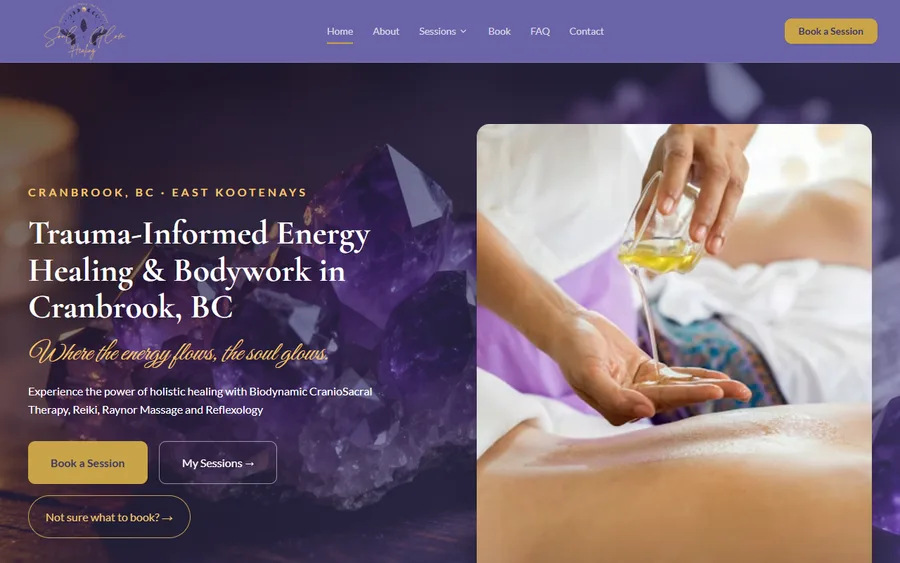 Soul Glow Healing website